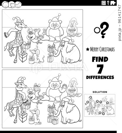 differences activity with animals on Christmas time coloring page 96141747