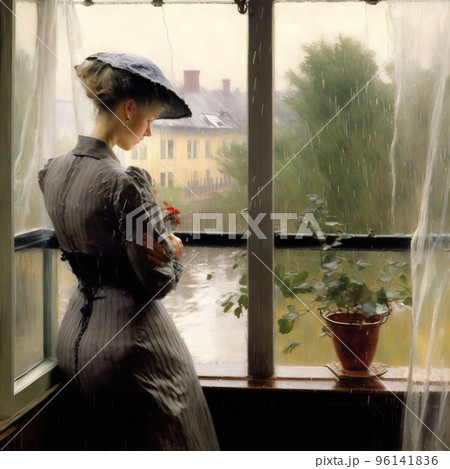 中世の貴婦人のポートレイト 96141836