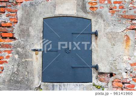 iron door on brick wall texture  96141960