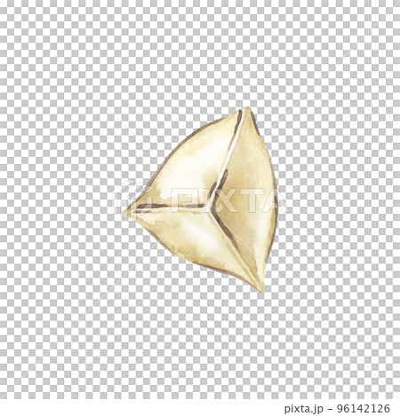 Hand drawn dumpling. Asian steamed food. Watercolor wrapper with filling. Traditional cuisine for asian menu, restaurant and recipe. Savoury dumpling made from dough. 96142126