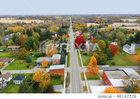 Aerial view of Vittorio, Ontario, Canada in Autumn 96142226