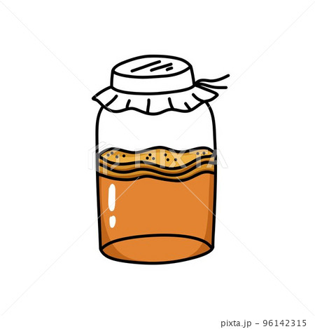 kombucha doodle icon, vector color line illustration kombucha doodle icon, vector color line illustration 96142315