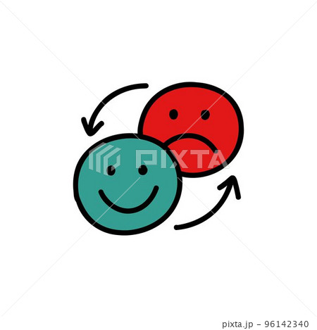 bipolar disorder doodle icon, vector color line illustration bipolar disorder doodle icon, vector color line illustration 96142340