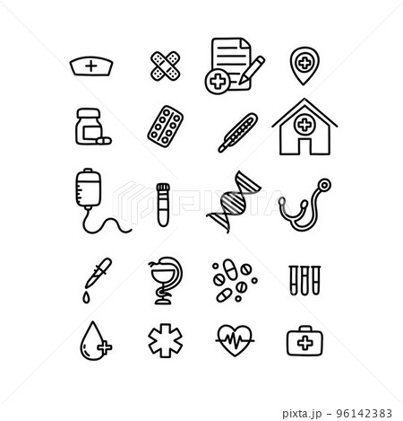 medical doodle icons, vector color line illustration 96142383