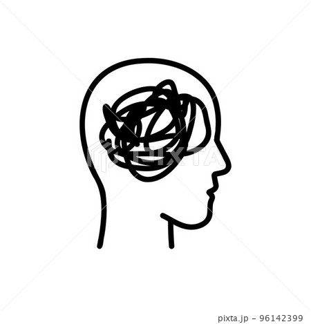 anxiety doodle icon, vector color line illustration anxiety doodle icon, vector color line illustration 96142399