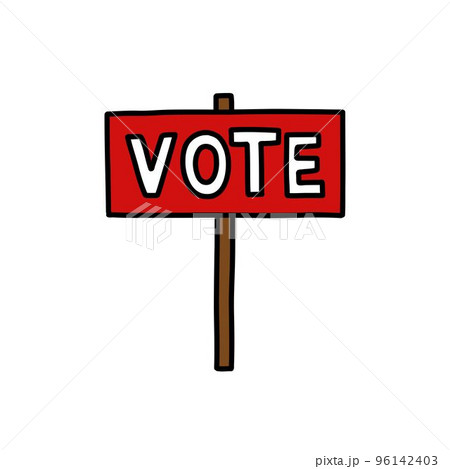 vote doodle icon, vector color line illustration 96142403