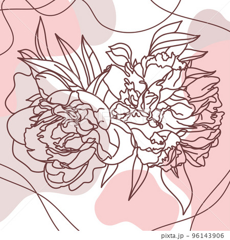 Neutral Colors Floristic linear Illustration with peonies Neutral Colors Floristic linear Illustration with peonies 96143906
