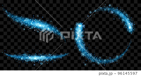 Tails of sparkle stardust in light blue colors with snowflakes Tails of sparkle stardust in light blue colors with snowflakes 96145597