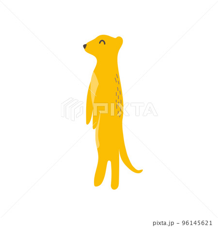 Vector image of the cartoon happy meerkat. African animal wildlife 96145621