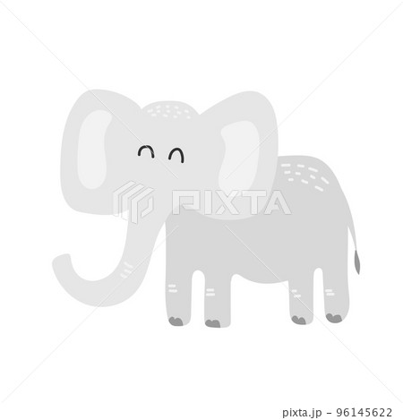 Cute cartoon elephant in hand drawn style. Isolated on white background 96145622