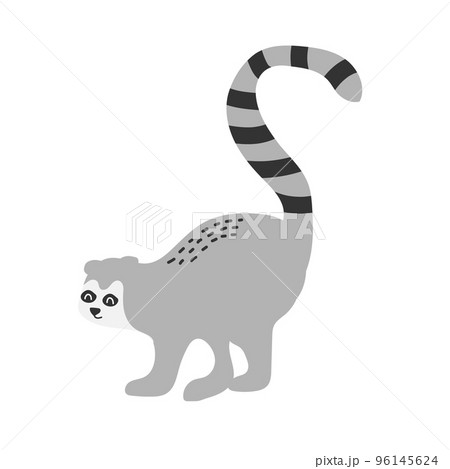 Lemur cute cartoon lemur. Vector illustration of an African animal 96145624
