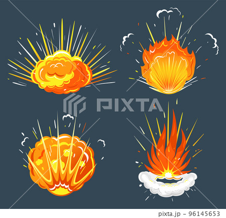 Exploding Bomb, Cartoon Explosions Isolated Icons 96145653