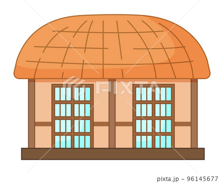 Thatched house, traditional house of Jeju island, stone house or building with thatched roof 96145677