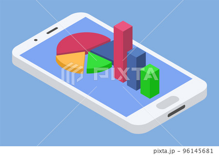 Diagram and Chart with Segments on Phone Screen 96145681