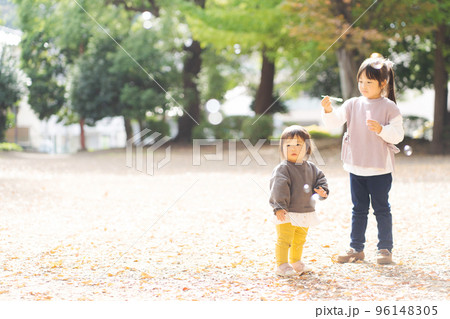 秋の公園で遊ぶ子どもたち 96148305
