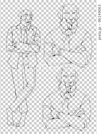 穿西裝的拉布拉多獵犬線描 穿西裝的拉布拉多獵犬線描 96149063