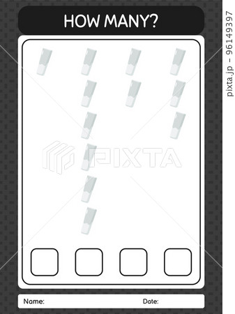 How many counting game with chalk. worksheet for preschool kids, kids activity sheet How many counting game with chalk. worksheet for preschool kids, kids activity sheet 96149397