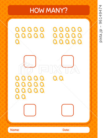 How many counting game with masking tape. worksheet for preschool kids, kids activity sheet 96149474