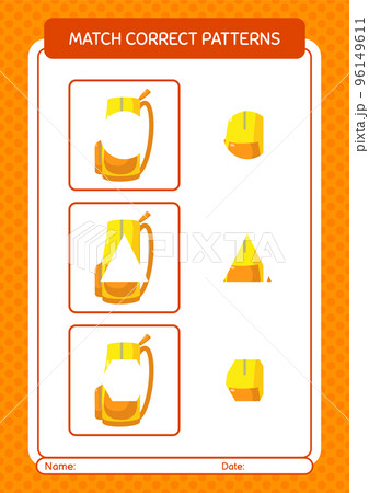 Match pattern game with backpack. worksheet for preschool kids, kids activity sheet Match pattern game with backpack. worksheet for preschool kids, kids activity sheet 96149611