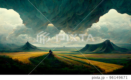 dreamy alien landscape with butte mountains and strange clouds, neural network generated art dreamy alien landscape with butte mountains and strange clouds, neural network generated art 96149671