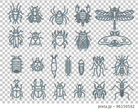 Insect icon set color shadow light blue Insect icon set color shadow light blue 96150582