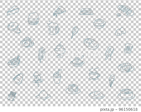 食物圖標集顏色陰影淺藍色 96150618