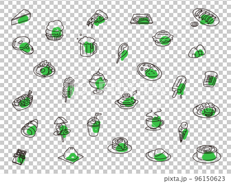 Food icon set outline green Food icon set outline green 96150623