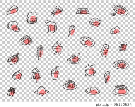 Food icon set outline red Food icon set outline red 96150624