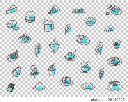Food icon set outline blue 96150625