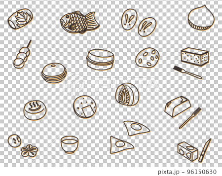 Japanese confectionery icon set color shadow orange 96150630