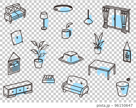 生活用品圖標集口音淺藍色 生活用品圖標集口音淺藍色 96150647