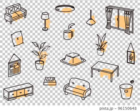 生活用品圖標集口音橙色 生活用品圖標集口音橙色 96150648