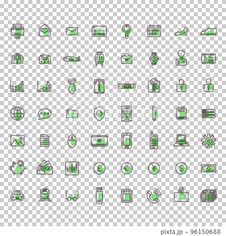 迷你商務圖標集大綱綠色 迷你商務圖標集大綱綠色 96150688