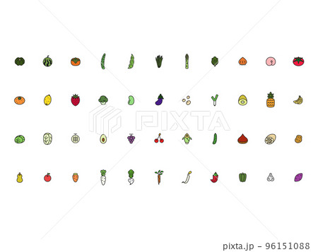 ミニ野菜カラーイラストアイコンセット 96151088