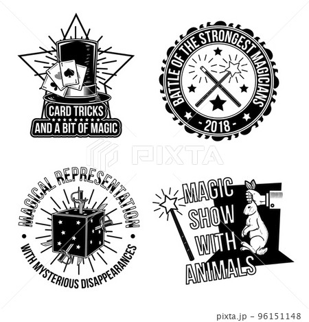 Set of magical emblems, labels, badges, logos. Isolated on white. 96151148