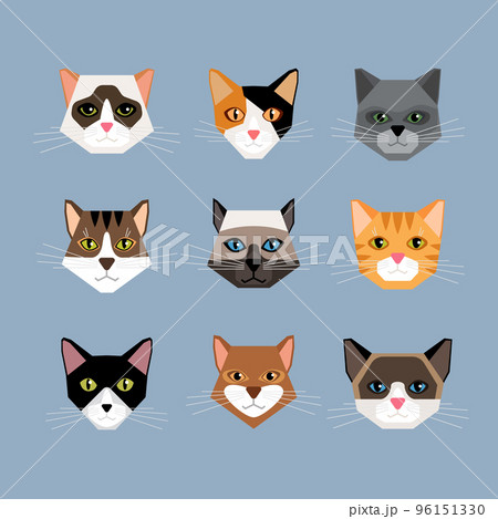 Cats heads in flat style Cats heads in flat style 96151330
