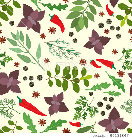 Fresh herbs and spices seamless pattern Fresh herbs and spices seamless pattern 96151347