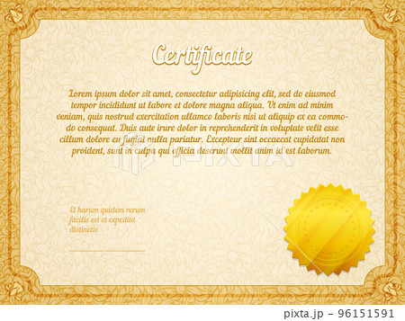 Vector retro frame certificate template Vector retro frame certificate template 96151591
