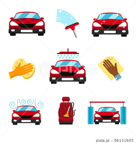 Vector set of car washing flat icons Vector set of car washing flat icons 96151605