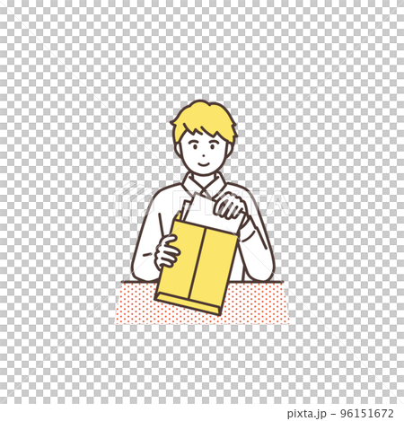 封入する男性のイラスト素材 96151672