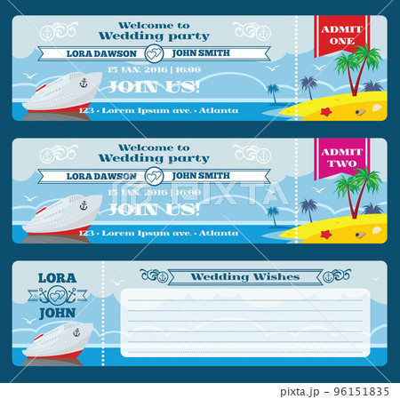 Retro boarding pass ticket. Wedding invitation template 96151835