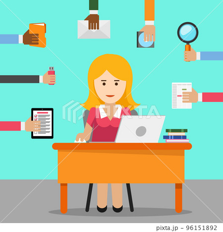Secretary. Busy woman for office work Secretary. Busy woman for office work 96151892