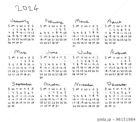 2024年手描きでシンプルカレンダーのイラスト素材 [96151984] - PIXTA