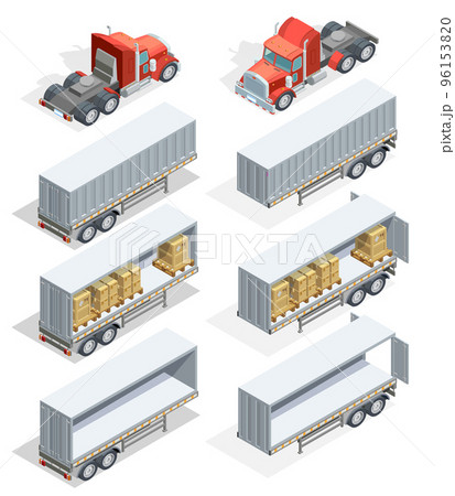 Truck Isometric Icon Set Truck Isometric Icon Set 96153820