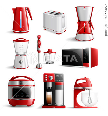 Realistic Household Kitchen Appliances Icon Set 96153857