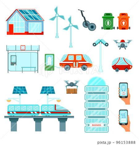 Smart City Flat Icons Set Smart City Flat Icons Set 96153888