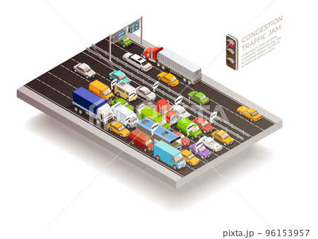 Traffic Jam Isometric Design Concept Traffic Jam Isometric Design Concept 96153957