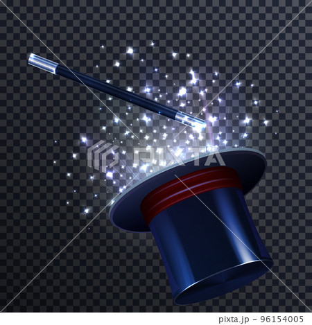 Tale Composition With Magic Wand And Magician Hat Tale Composition With Magic Wand And Magician Hat 96154005