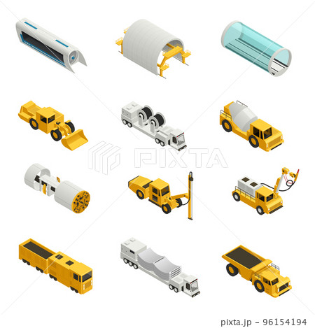 Tunnel Construction Isometric Icons 96154194