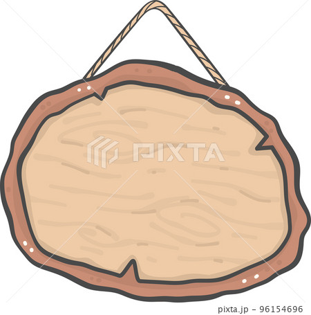 brown wooden sign board round shape hanging simple doodle cartoon drawing brown wooden sign board round shape hanging simple doodle cartoon drawing 96154696